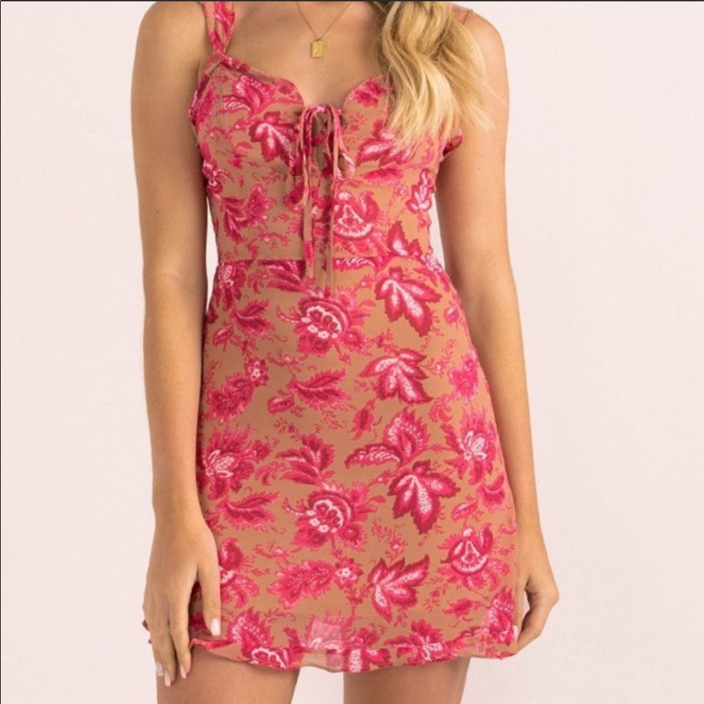 Sweet Fling Mini Dress Fuchsia Pink Print